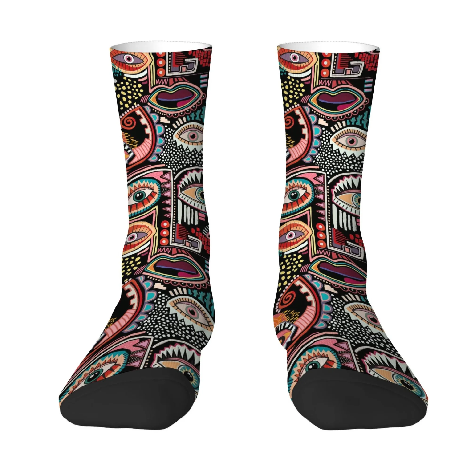 Abstract Art Eye Socks Bohemian Style Vintage Fashion Men's Socks Novelty Funny Hip-Hop Socks Breathable Non-Slip Sports Socks