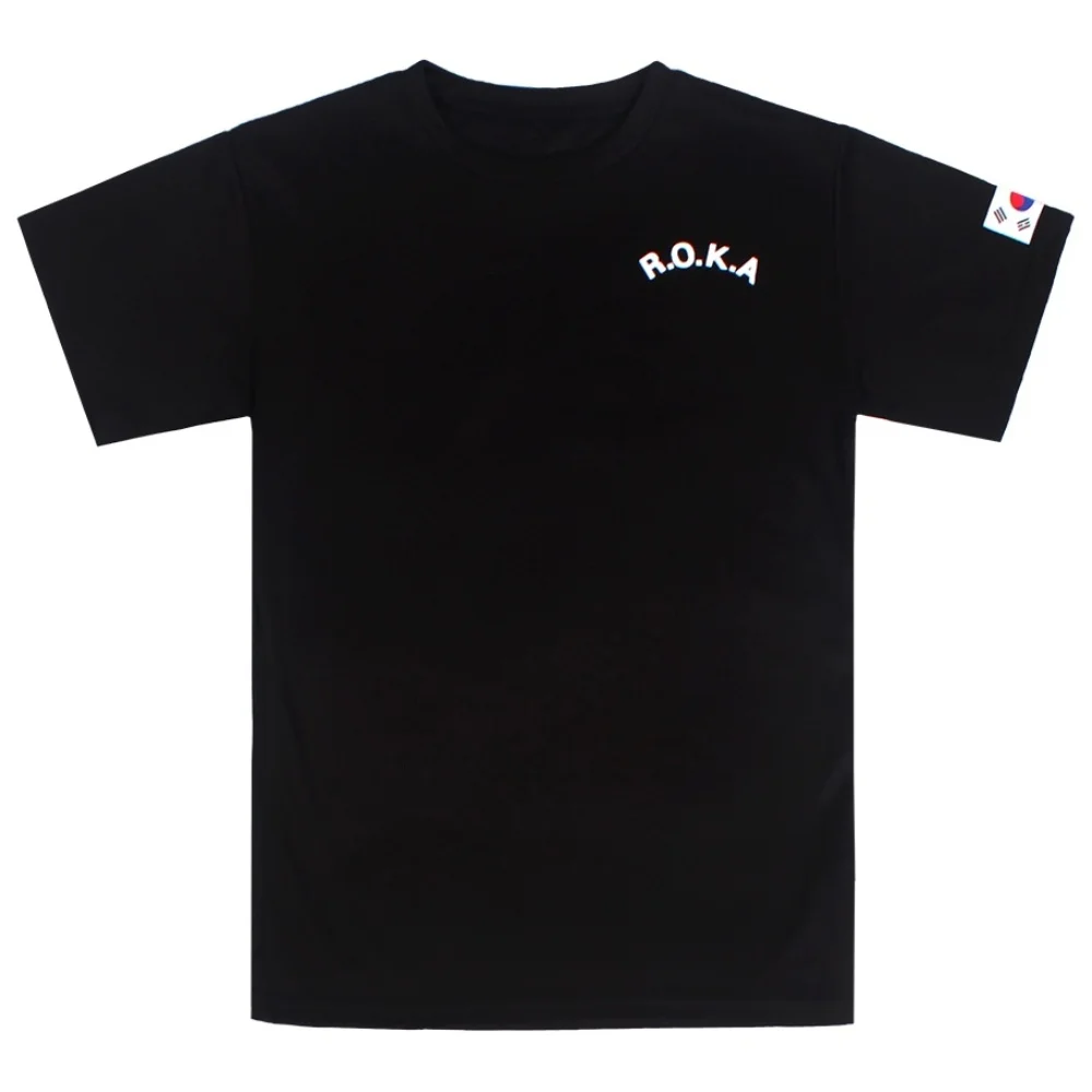 Men's Roka Korean Army Flag Print Oversized T-shirt Cotton Short Sleeve Casual Graphic Tee for Summer Unisex Streetwear