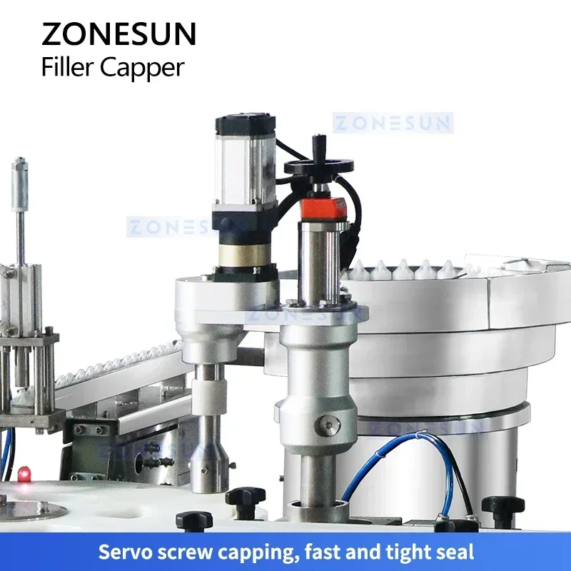 Zonesun التلقائي قطعة واحدة آلة التعبئة والتغطية قطارة الزيت العطرية زجاجة حشو كابر نظام تعبئة ZS-AFC32