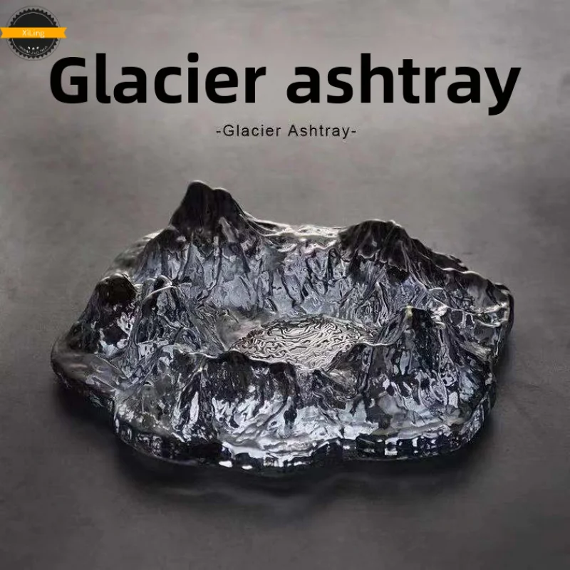 

Glass Glacier Ashtray,Crystal Glass Iceberg Snow Mountain, Bar Office Home Ornament Luxury Trendy Gift