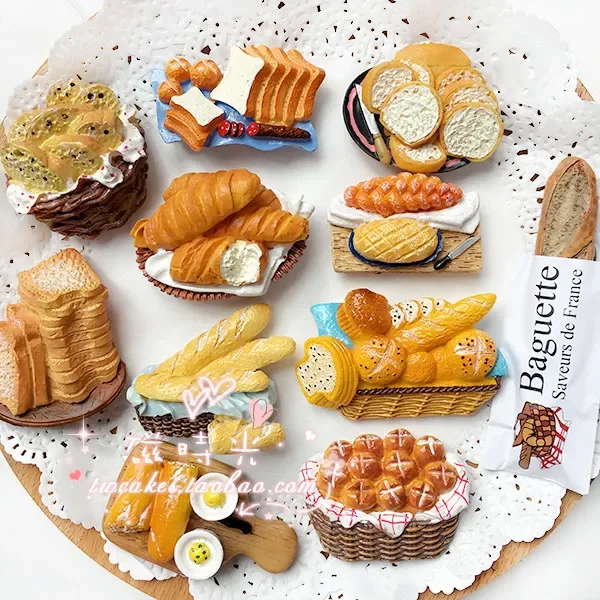 Japanese baguette sliced butter French bread basket refrigerator magnet message magnet