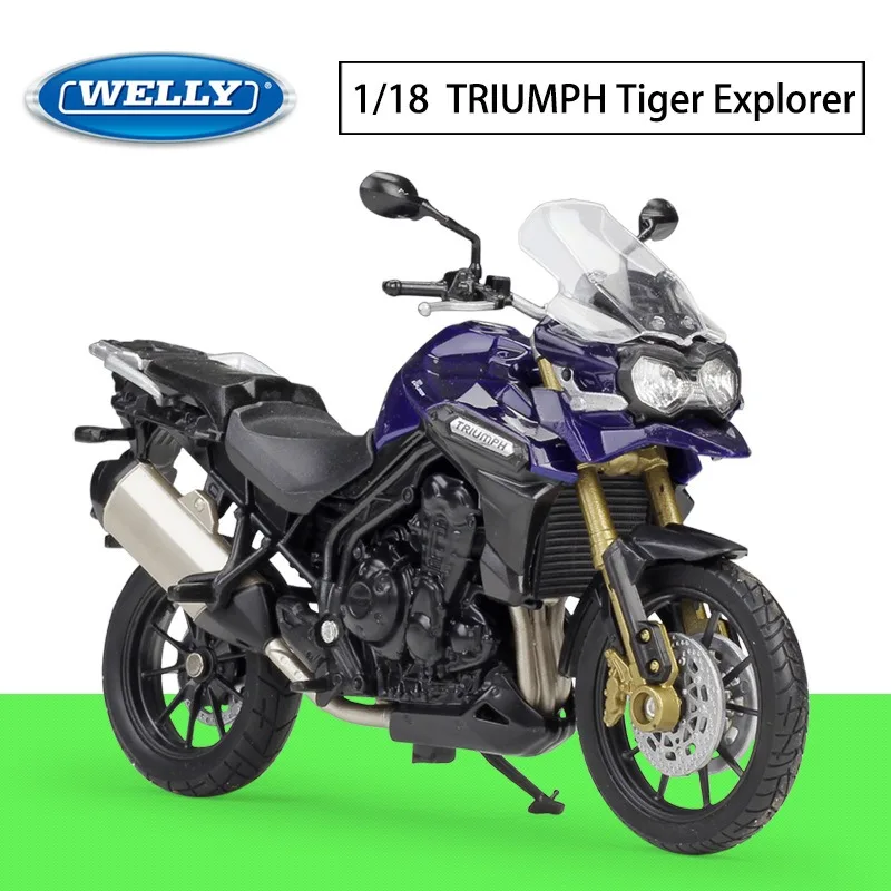 

Модель мотора WELLY 1:18 TRIUMPH Tiger Explorer, отлитые под давлением игрушки из сплава, модель мотоцикла для мальчика, хобби, Коллекционирование украшений, подарок