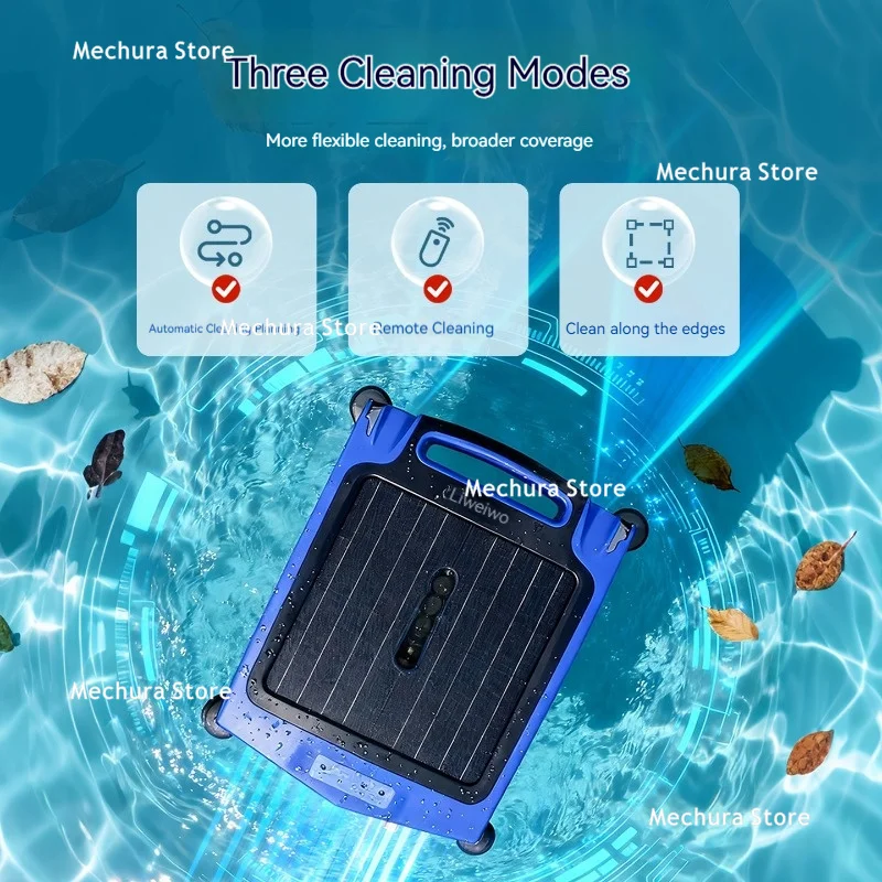 Solar-Powered Pool Skimmer Robot - Automatic Floating Surface Cleaner Debris Cordless Pool Surface Sweep Smart Navigation JT40