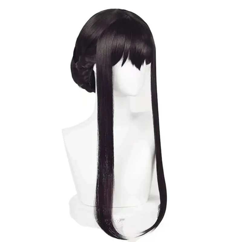 Peluca de Cosplay de Anime de princesa Bush SPYxFAMILY Yor Forger, pelo sintético negro, peluca larga y recta, peluca Coser de 32 pulgadas para uso diario