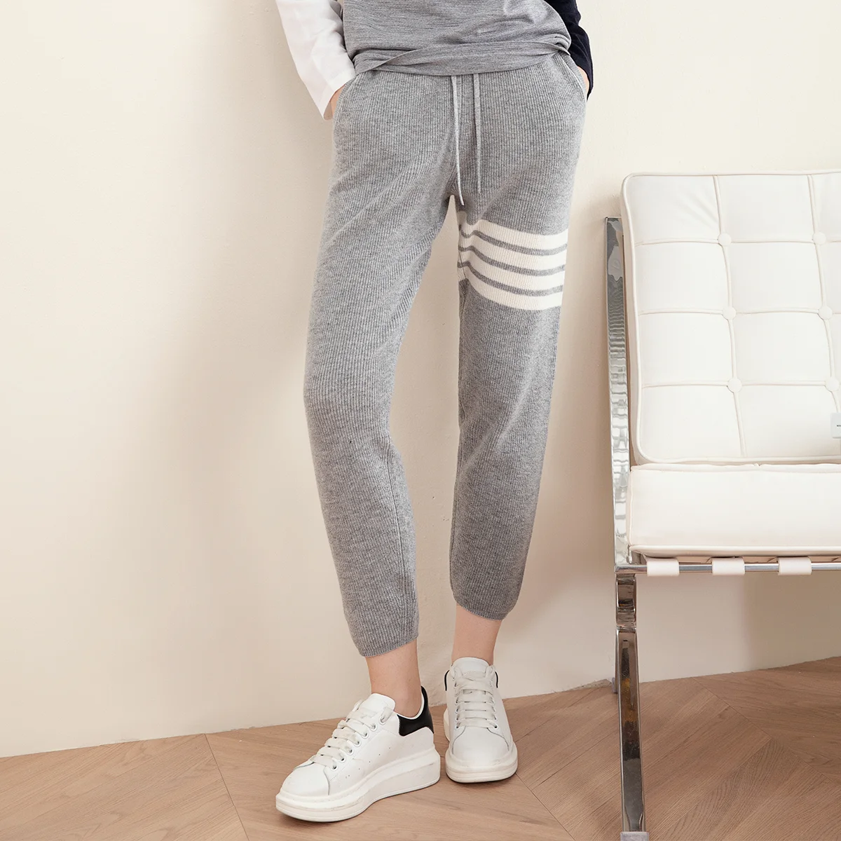 TC-234 100% Cashmere High Quality Women\'s Knit Long Pants pure cashmere casual Trousers