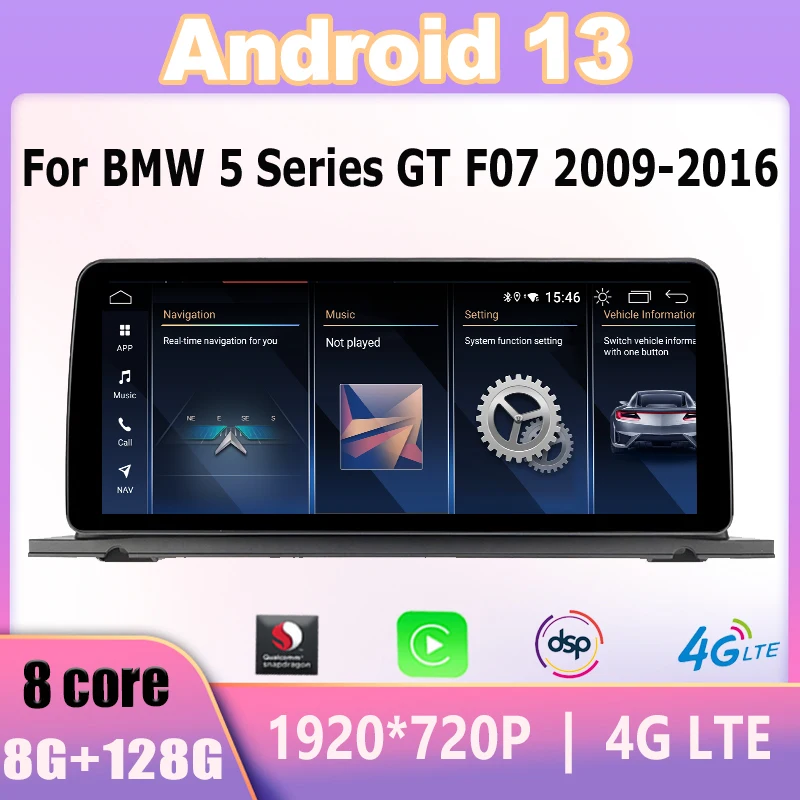 

8+128G Qualcomm 665 Android 13 12.5" Blue-tooth Wireless Carplay Radio Stereo GPS Navigation For BMW 5 Series GT F07 2009-2018