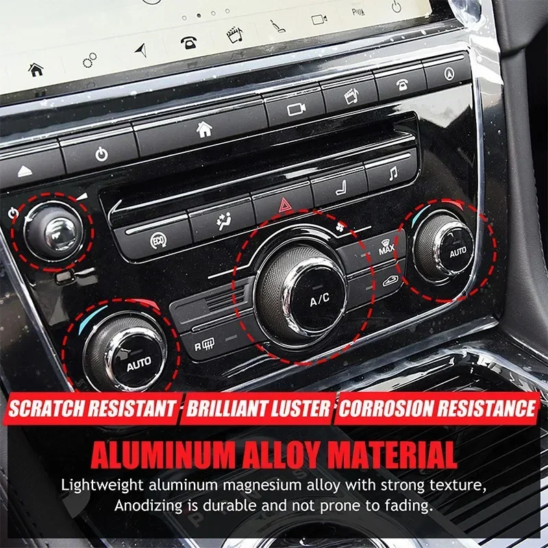 

Для Jaguar XJ 2010-2019: Наклейки на кольца регуляторов кондиционера из черного алюминиевого сплава, аксессуары для интерьера автомобиля, 4 шт.