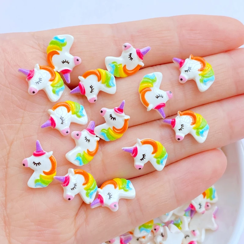 20 stücke Charme Kawaii Cartoon Einhorn Nagel Strass Edelsteine Glitter Acryl Nail art Schmuck Maniküre Nagel Dekoration Zubehör