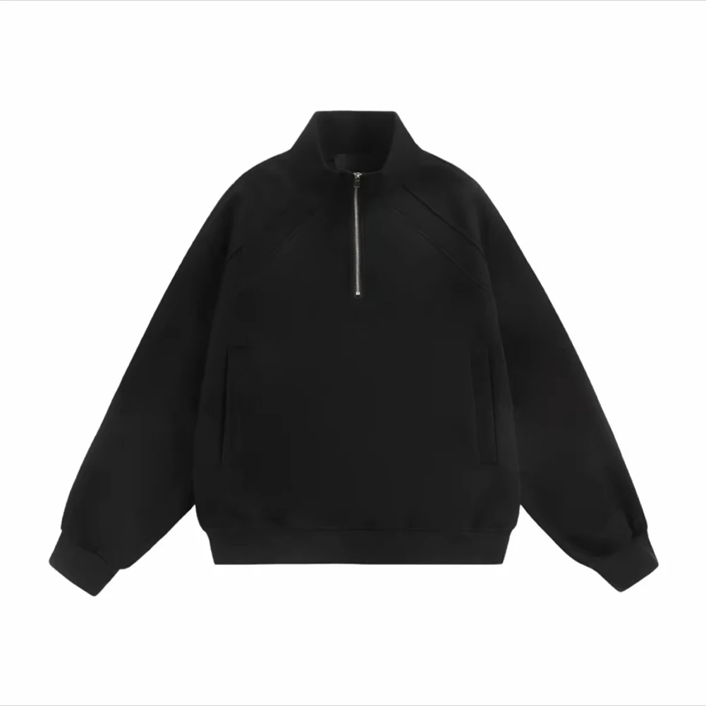 

Мужская спортивная толстовка-пуловер с воротником-стойкой, с эффектом рельефной текстуры, длинными рукавами, подходит для офиса и повседневной носки