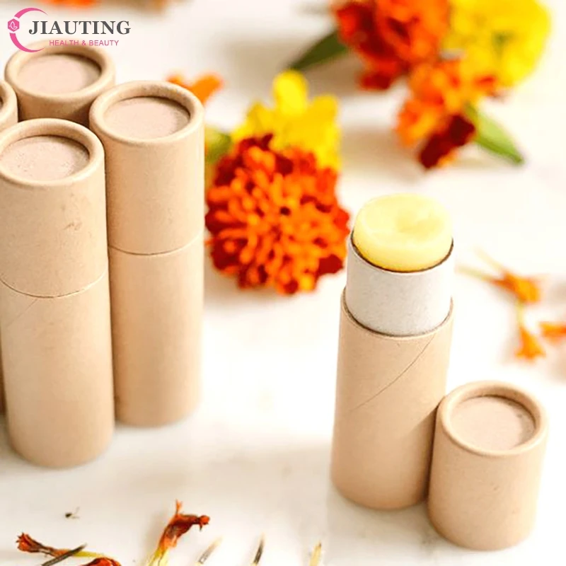 5Pcs/lot Kraft Paper Push Up Lipstick Tubes Biodegradable Cardboard Cosmetic Cylindrical Packaging Lip Balm Deodorant Container