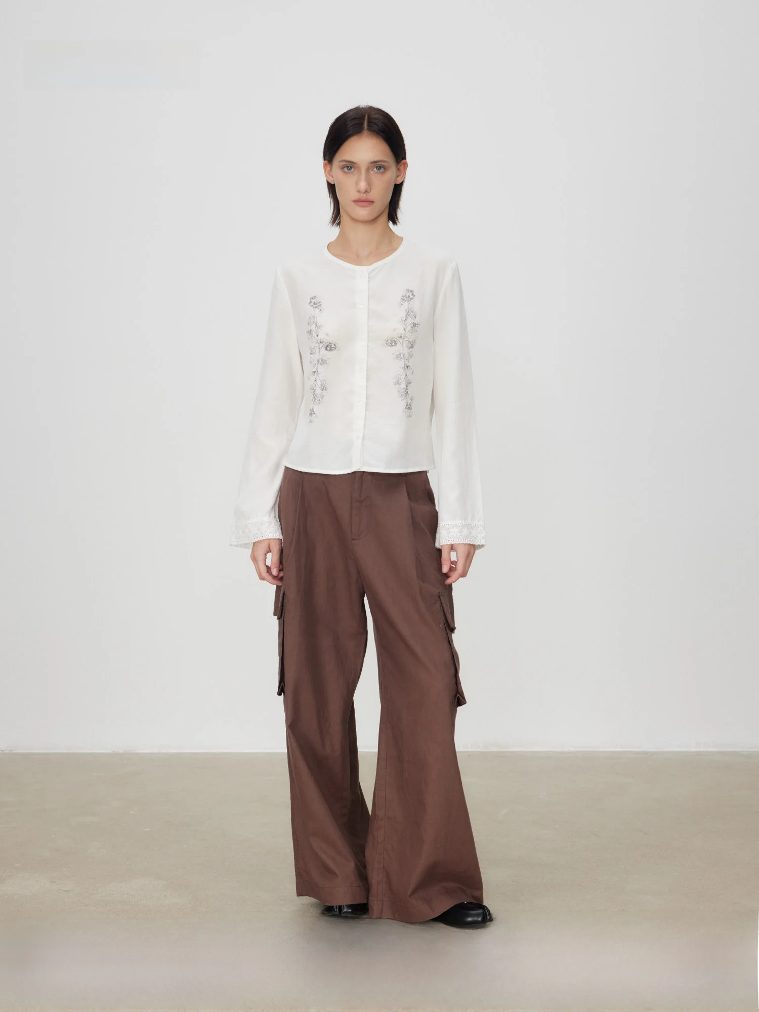 

KIP MERCI Summer 26SS White Printed Shirt Rigid Lenzing Fiber Slimming Simple Style Long Sleeve Women's Fashion Top