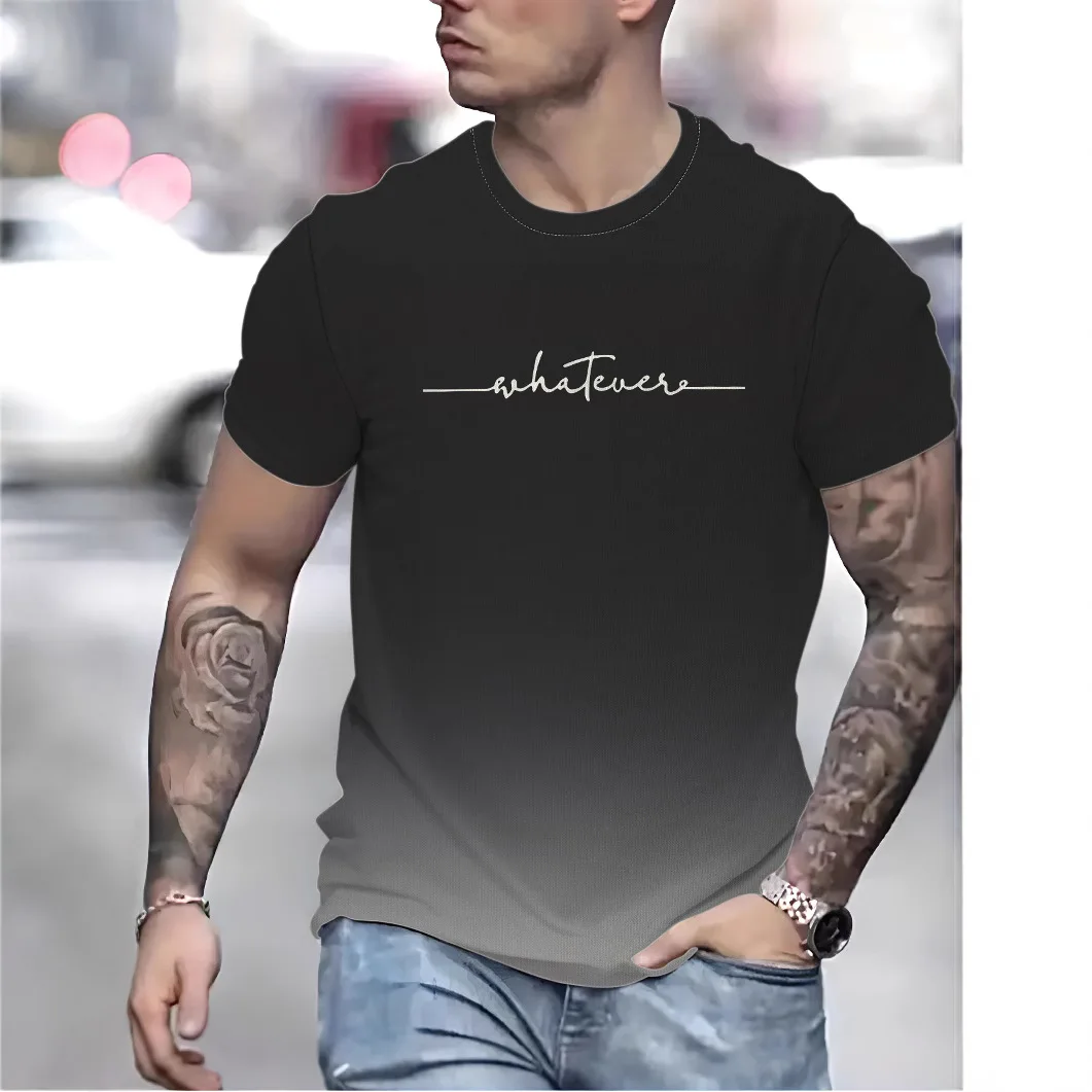 

Men's Short-Sleeve Sport T-Shirt Gradient 3D Digital Print T-Shirt Men's Hot Style Top Universal T-Shirt