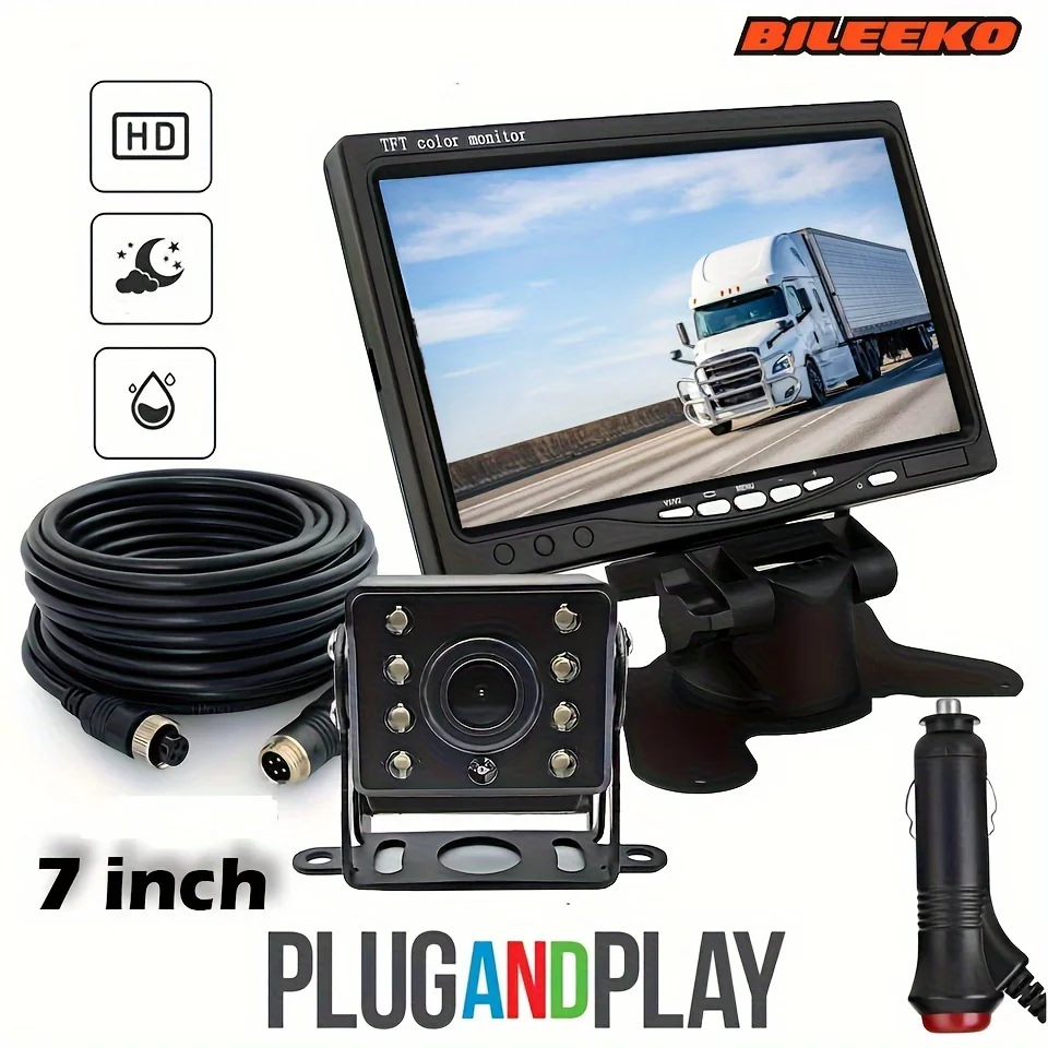 Veículo Rear View Backup Kit com 7 "Display Monitor, Heavy Duty, visão noturna, câmera reversa, Assistente de estacionamento