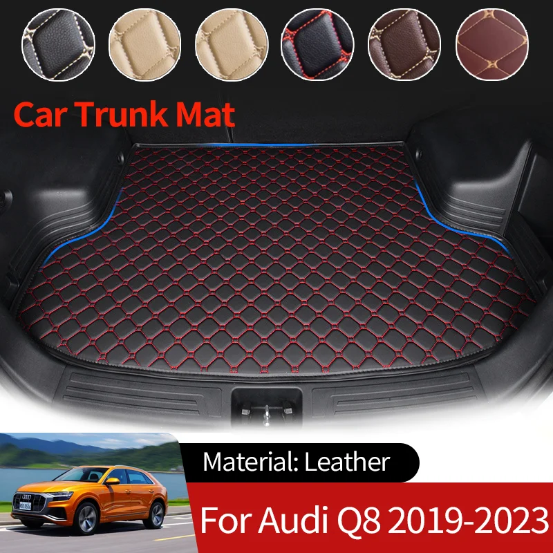 Leather Car Boot Liner Cargo Rear Trunk Mats Luggage FLoor Tray Waterproof Carpets Accessories for Audi Q8 2019~2023 2022 2021