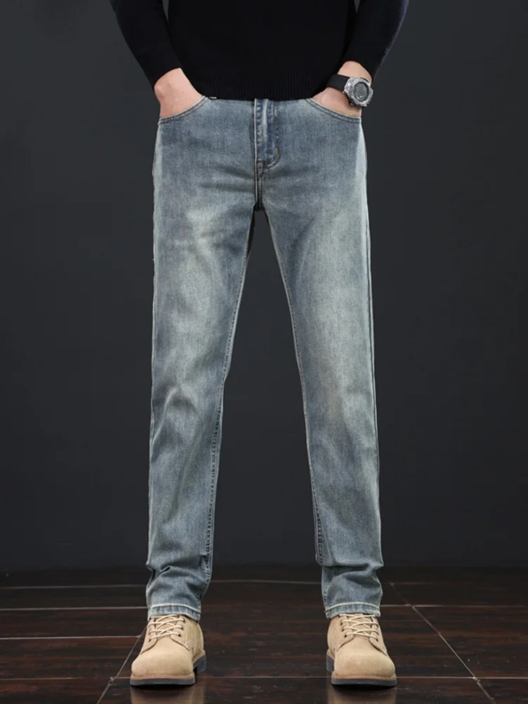 عارضة ركاب V9 الجينز الغربي الرجال الأمريكية الرجعية سليم صالح بسط السراويل الطويلة الشباب العصرية القطن البوليستر سباندكس مزيج #1