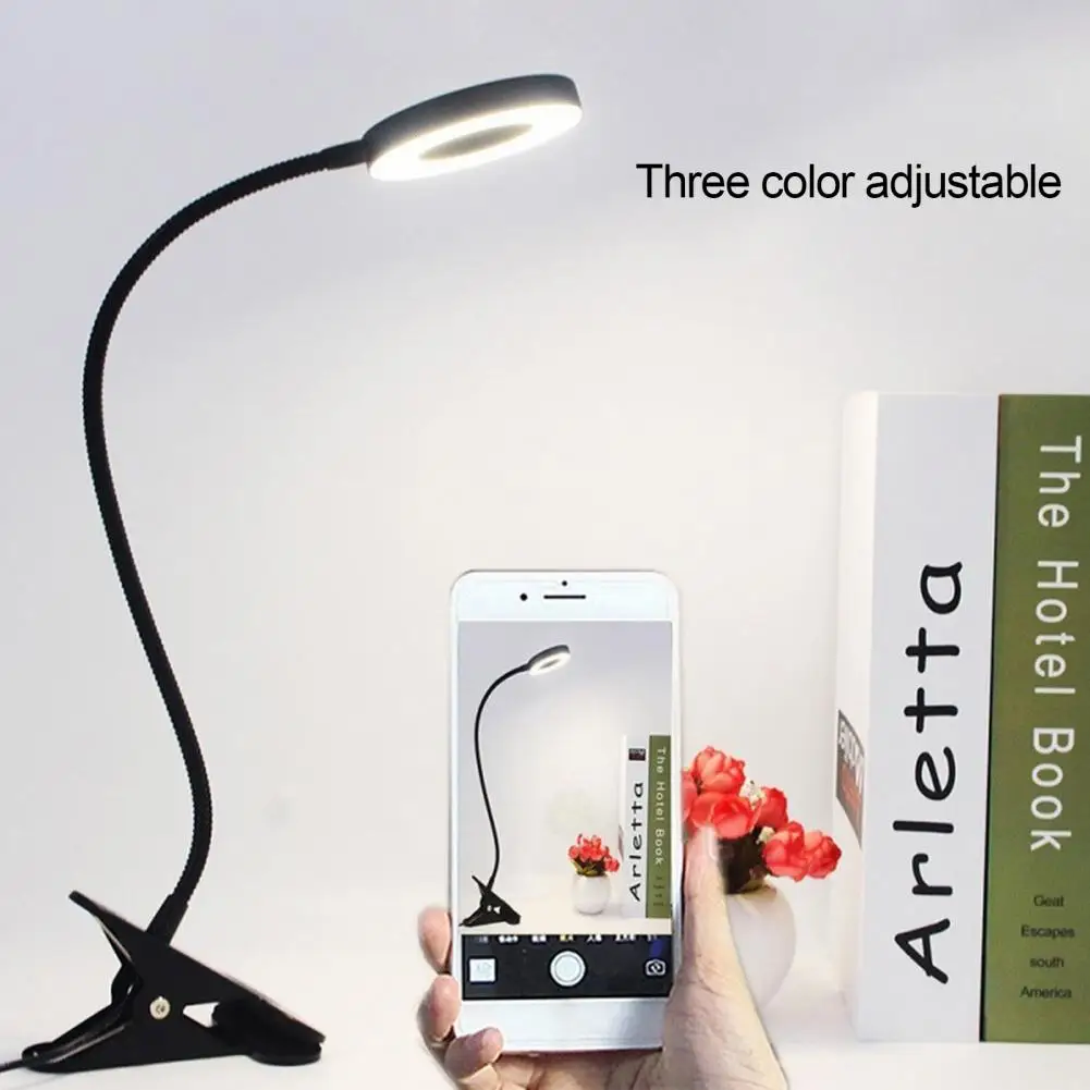 

Reading Light Eye Protection Energy Saving USB Powered Clip on LED Desk Lamp Selfie Fill Light for Bed Headboard