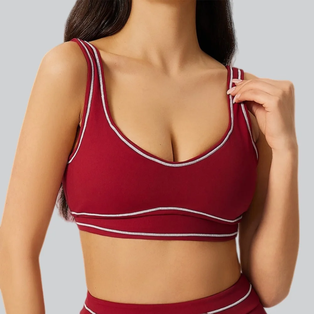 Women Color Blocked Sports Bra Yoga Vest Gym Push Up Fitness Running Sports Underwear Fast Dry Yoga Top Shockproof Workout Bras