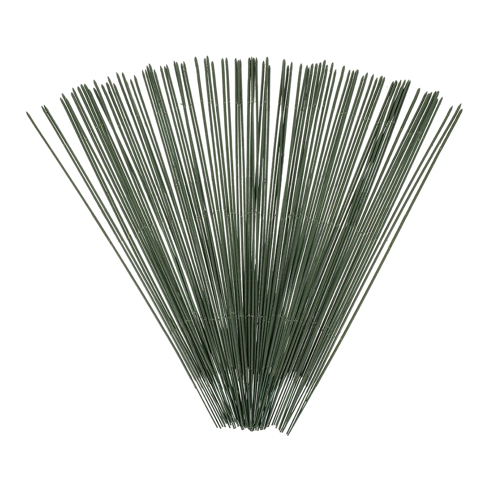 100 قطعة من سلك سيقان الزهور الخضراء طلاء واقعي مادة متينة سهلة الشكل لتزيين العطلات عرض متجر الزفاف