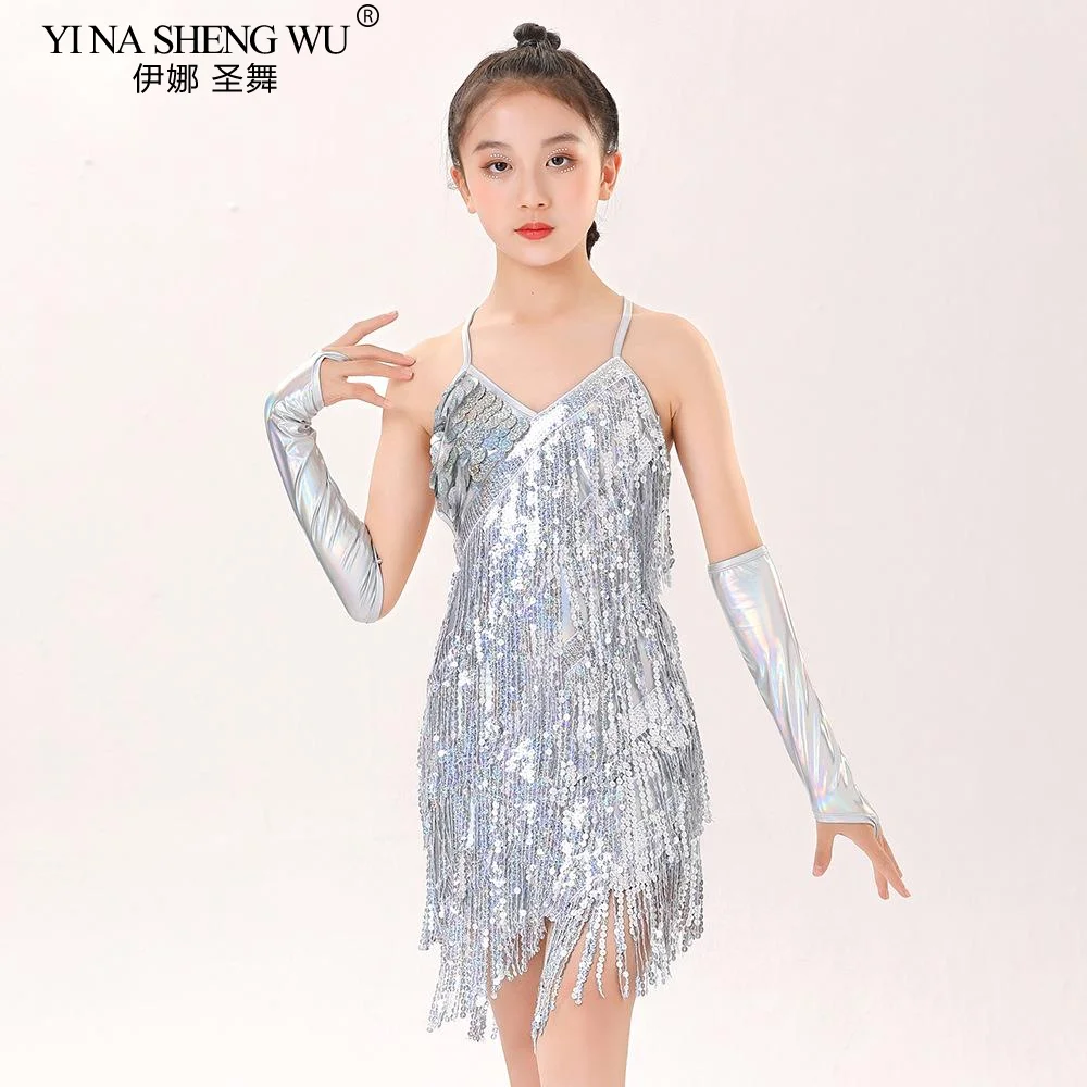 sala da ballo vestito da ballo latino vestito da competizione ragazze gonne pratica usura linea abiti con frange vestiti con nappe costume da ballo tango