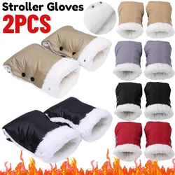 2pcs Stroller Gloves Winter Pram Hand Muff Glove Waterproof Stroller Handle Warmer Gloves Thicken Mitten Stroller Accessories