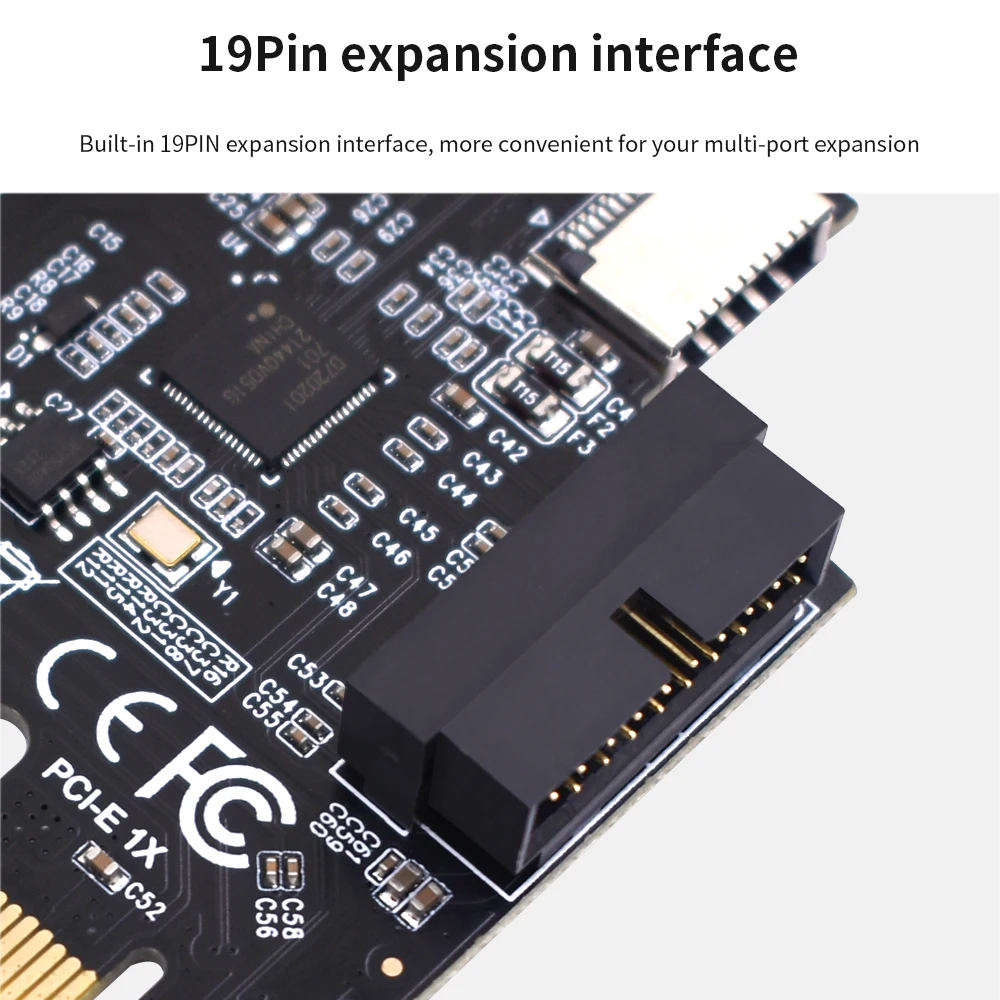 TISHRIC PCIE 1X To USB TYPE E USB 19Pin Expansion Card PCI Express Riser Card 1x to 16x USB 3.0 Slot Multiplier Hub