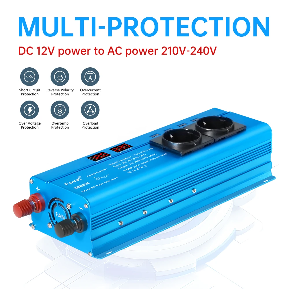 Reiner Sinus-Wechselrichter DC 12 V zu AC 220 V 230 V 1500 W/2200 W/2600 W Spannungsübertragungswandler Universal EU-Buchse Autozubehör – Detail 14