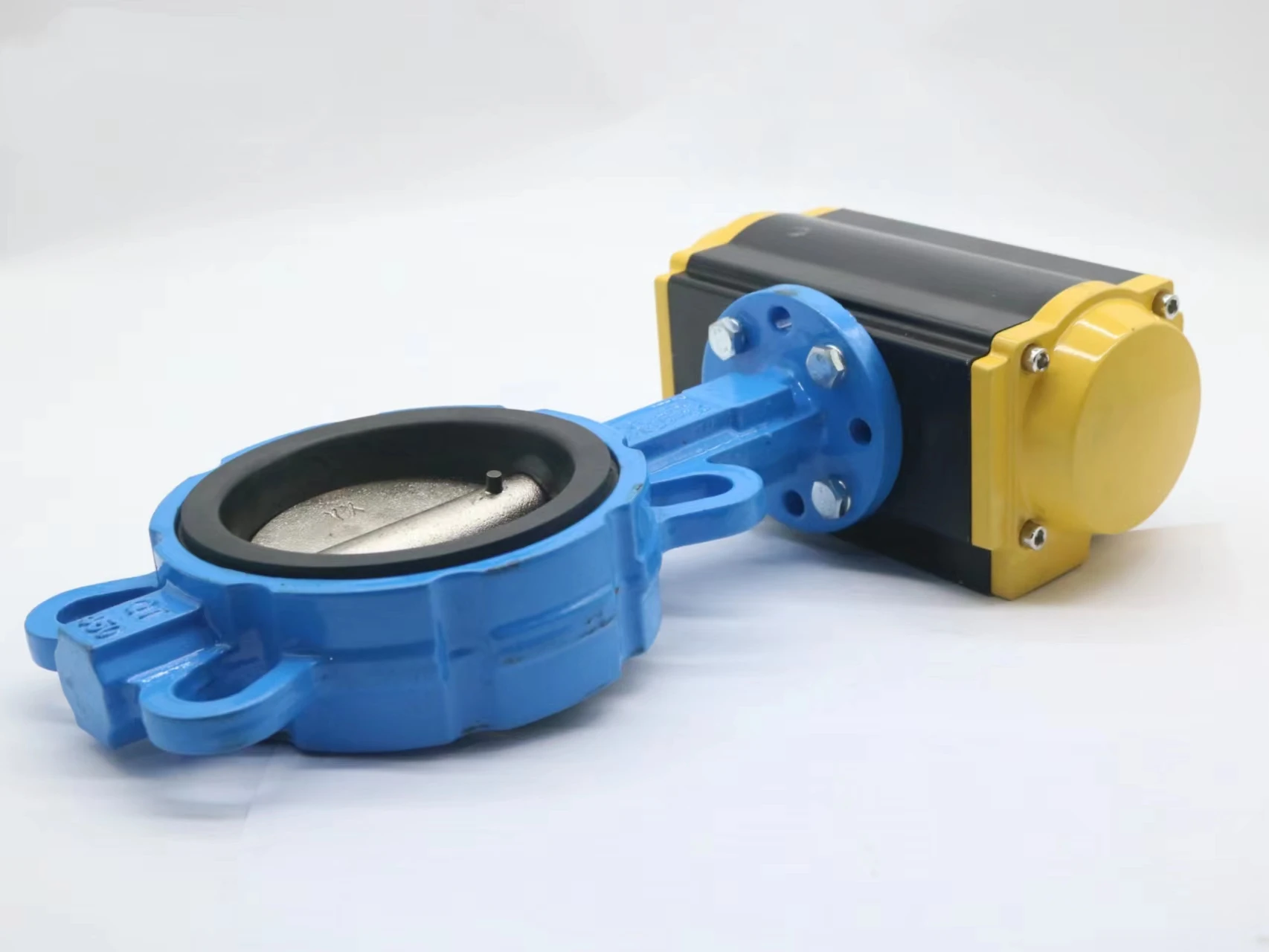 DN80 3 بوصة PN16 EPDM المطاط مقعد رقاقة نوع الحديد الزهر مزدوجة التمثيل هوائي المحرك فراشة صمام لمجفف الامتزاز