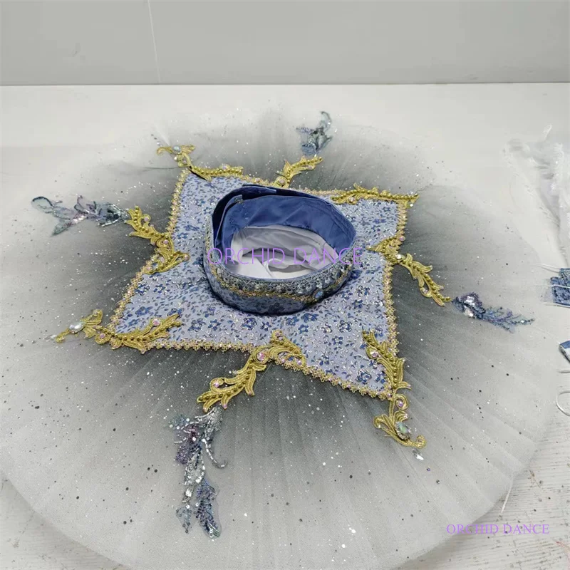 المهنية عالية الجودة 12 طبقات حجم مخصص للأطفال الفتيات الكبار أداء ارتداء الفضة الجنية رمادي الباليه توتو ازياء