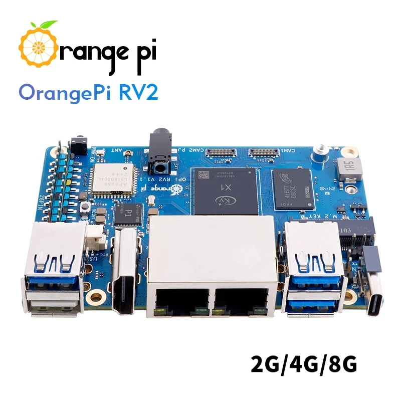 

Orange Pi RV2 Development board 2GB 4GB 8GB RAM LPDDR4 8-Core RISC-V 2TOPS AI CPU Single Board Computer WiFi BT5.0 BLE