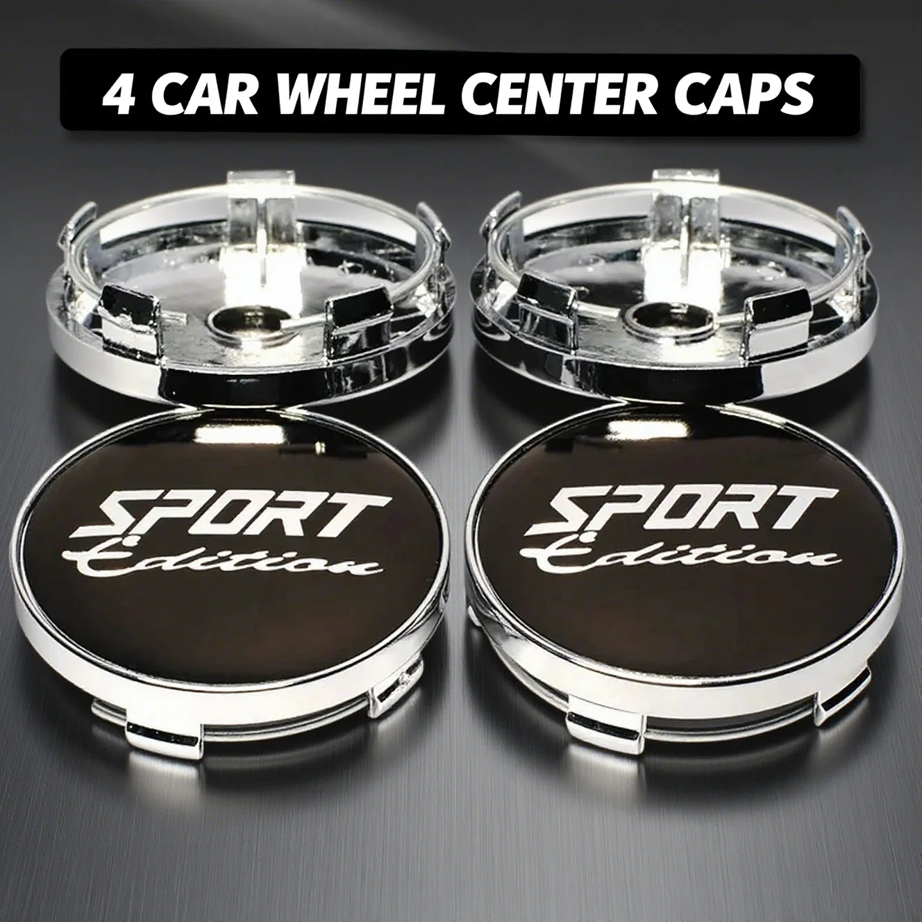 

4pcs 56+60mm Universal Sports Badge Car Wheel Center Hub Cap Rim Cover Emblem Stickers Auto Styling Acessories
