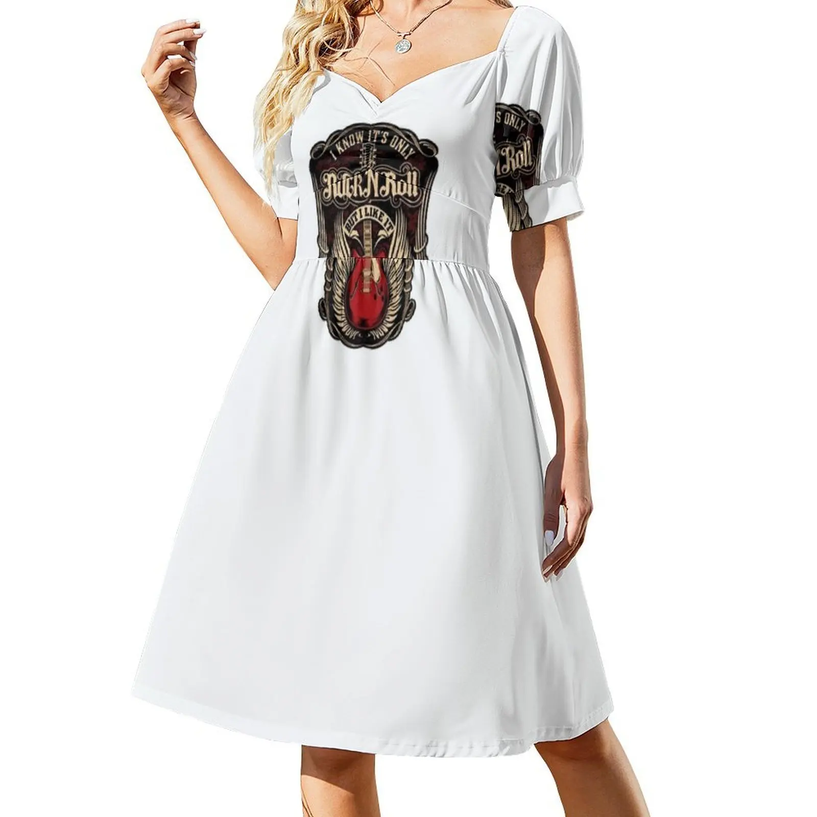 فستان قصير من It's Only Rock 'N' Roll ولكنني أحبها على طراز Preppy للنساء على شكل حرف a فستان يوم غير رسمي فضفاض مناسب لموسيقى Mick Jagger