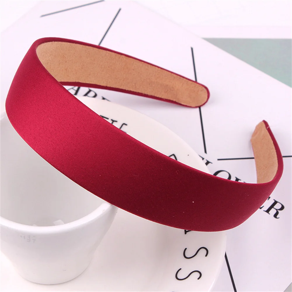 Elegant Solid Wide Headbands For Women Girls Fashion Satin Hair Bands Hairband Hoop for Korean Hair Accessories