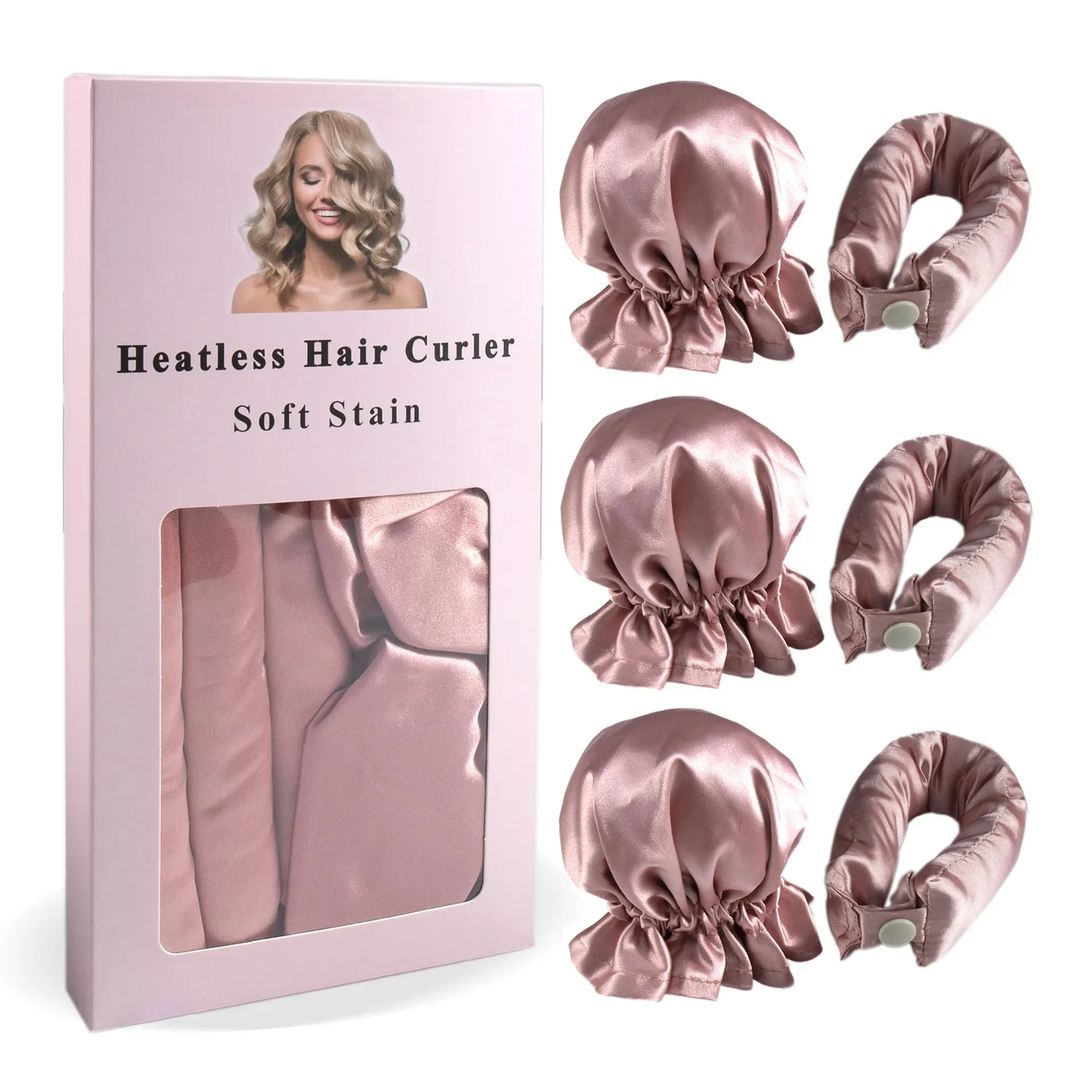 3-teiliges Satin-Lockenband ohne Hitze mit Haarkappen, Weiches Über-Nacht-Lockenband für langes Haar, DIY-Haarstyling-Werkzeuge – Detail 13