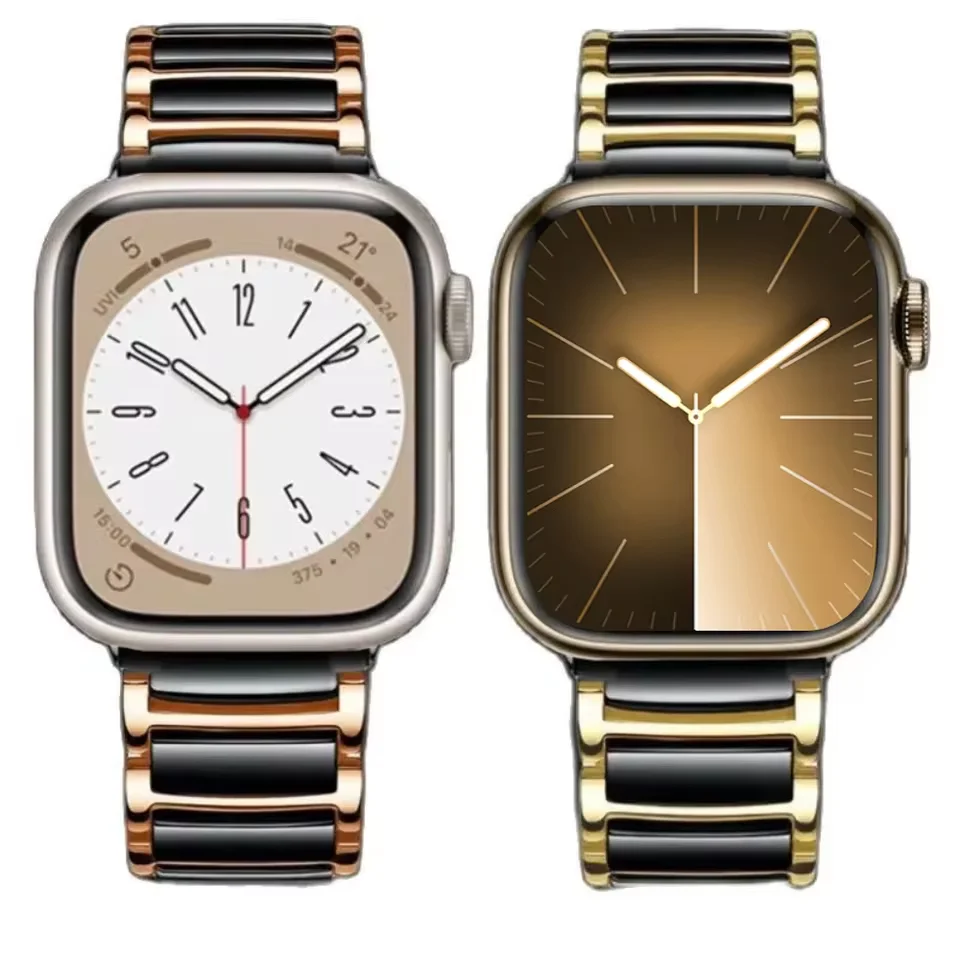 

Ceramic Metal Strap for Apple Watch Ultra 2 49mm10 9 8 7 46mm 45mm 41mm Bracelet Belt IWatch Series 6 5 4 SE 44mm 42mm 40mm Band