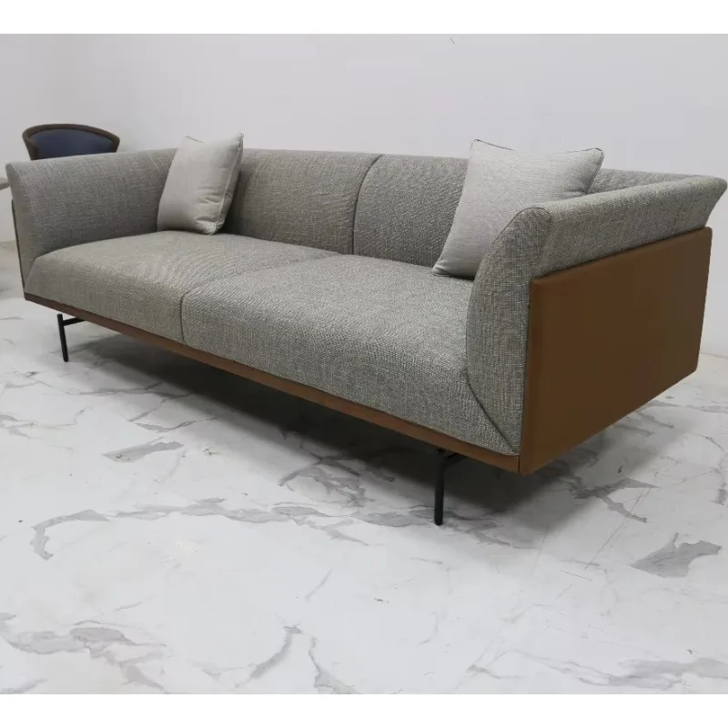 Three person living room fabric leather sofa, high-density foam stainless steel legs, living room sofa