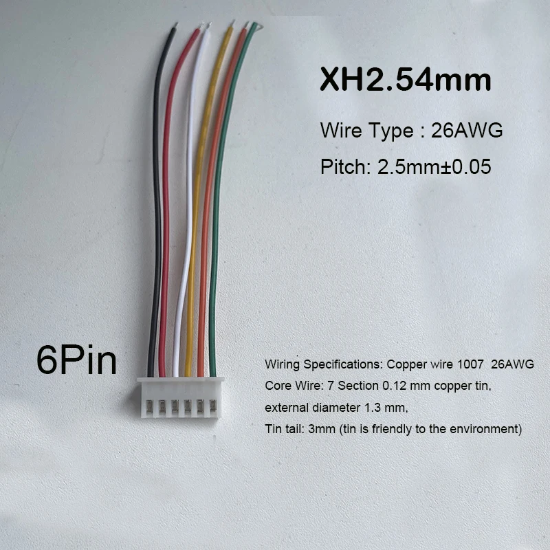 10PCS XH2.54 2/3/4/5/6 Pin Pitch 2.54mm Wire Connector XH Plug