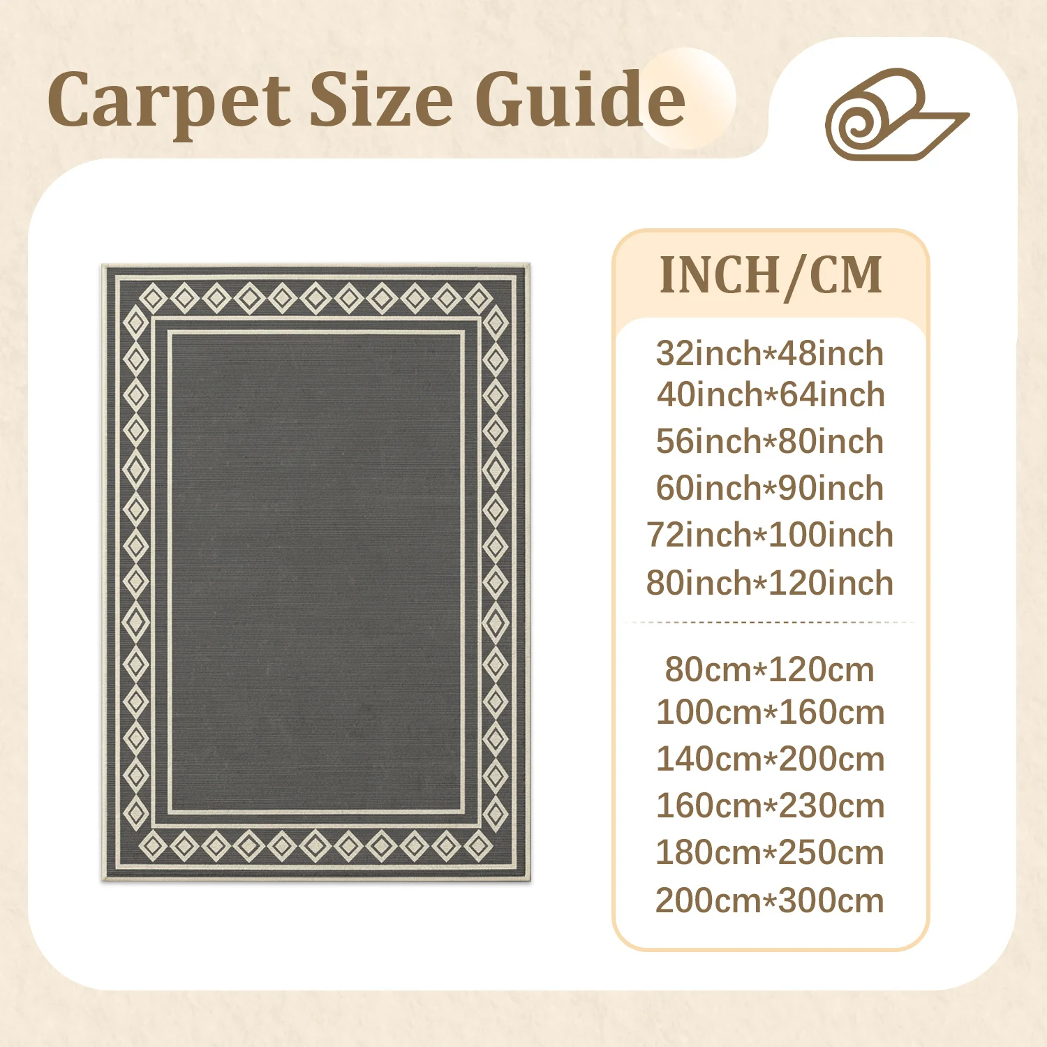 Geometric Diamond Border Area Rug Velvet Machine Washable Stable Placement for Living Room Bedroom Dining Room Entryway Ideal for Halloween Thanksgiving Christmas New Year Black Friday Cyber Monday Everyday Home Decor