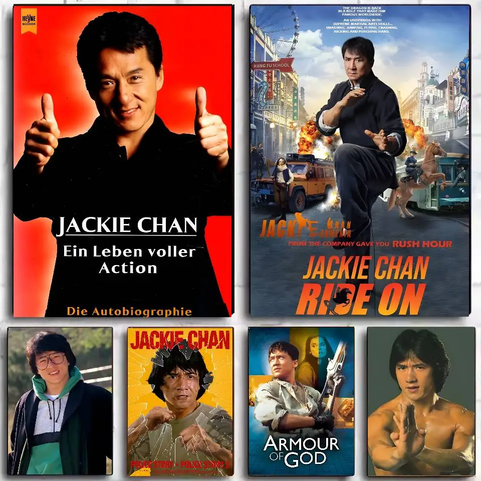 Alte Erinnerung J-Jackie Chan Poster selbstklebende Kunst wasserfester Papieraufkleber Kaffeehaus Bar Wohnheim Zimmer Wanddekoration