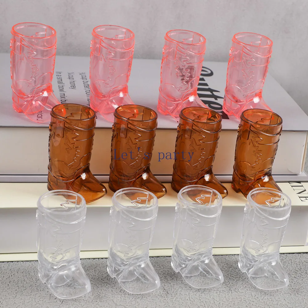 10Pcs Western Cowboy Boot Glass Reusable 1 Oz Drinking Cup Candy Box for Cowgirl Theme Birthday Bachelorette Wedding Party Decor