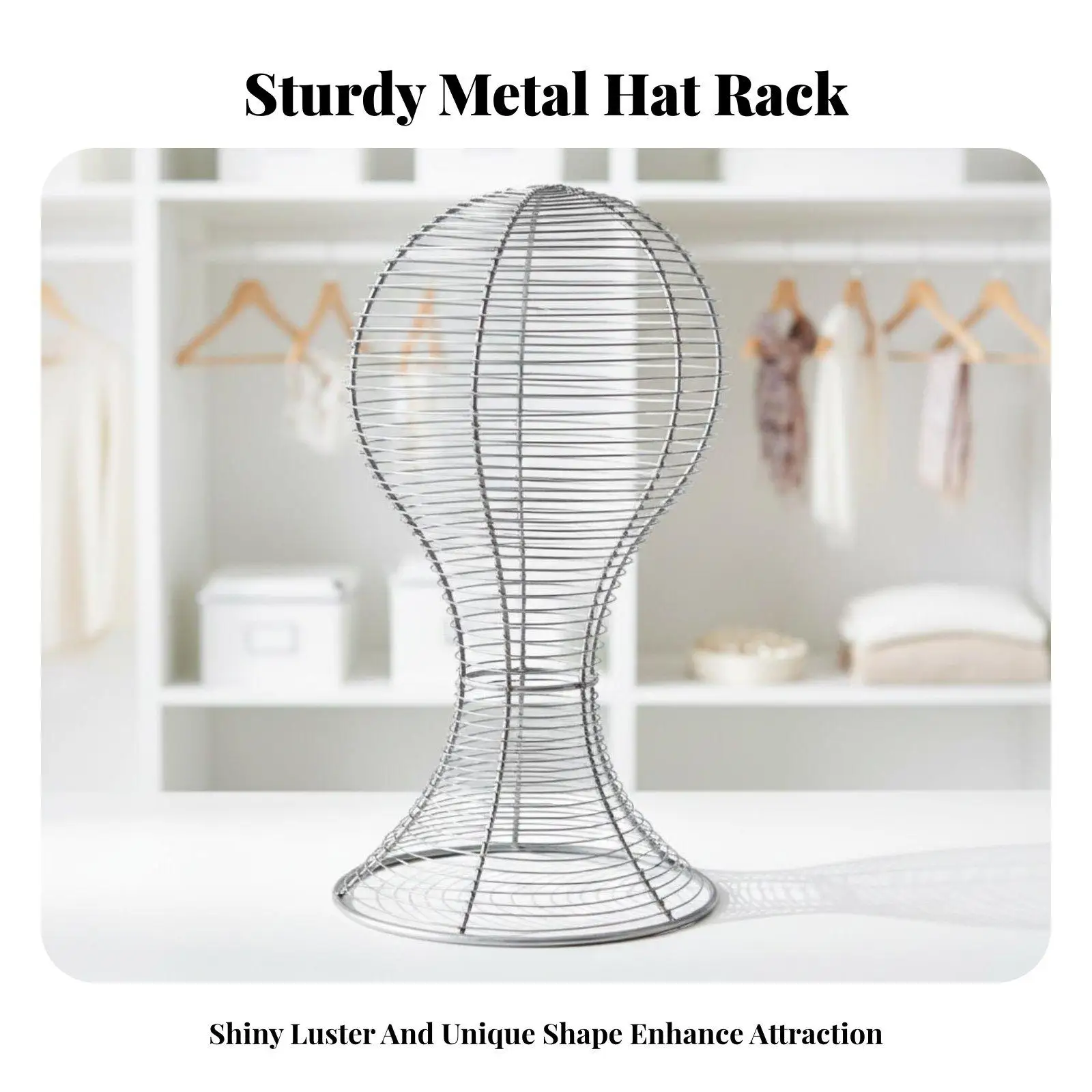 Stainless Steel Hat Display Mannequin Head Stand for Retail Exhibition Photography Home Closet Space Saving Rack