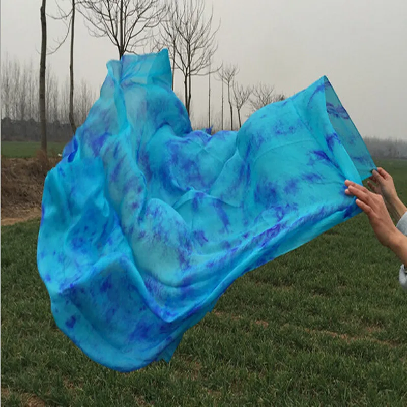 Women Belly Dance Silk Veils Professional 5mm Real Silk Flowy Hand Throw Scarf Dancer Performance Props Costume Accessory 250cm