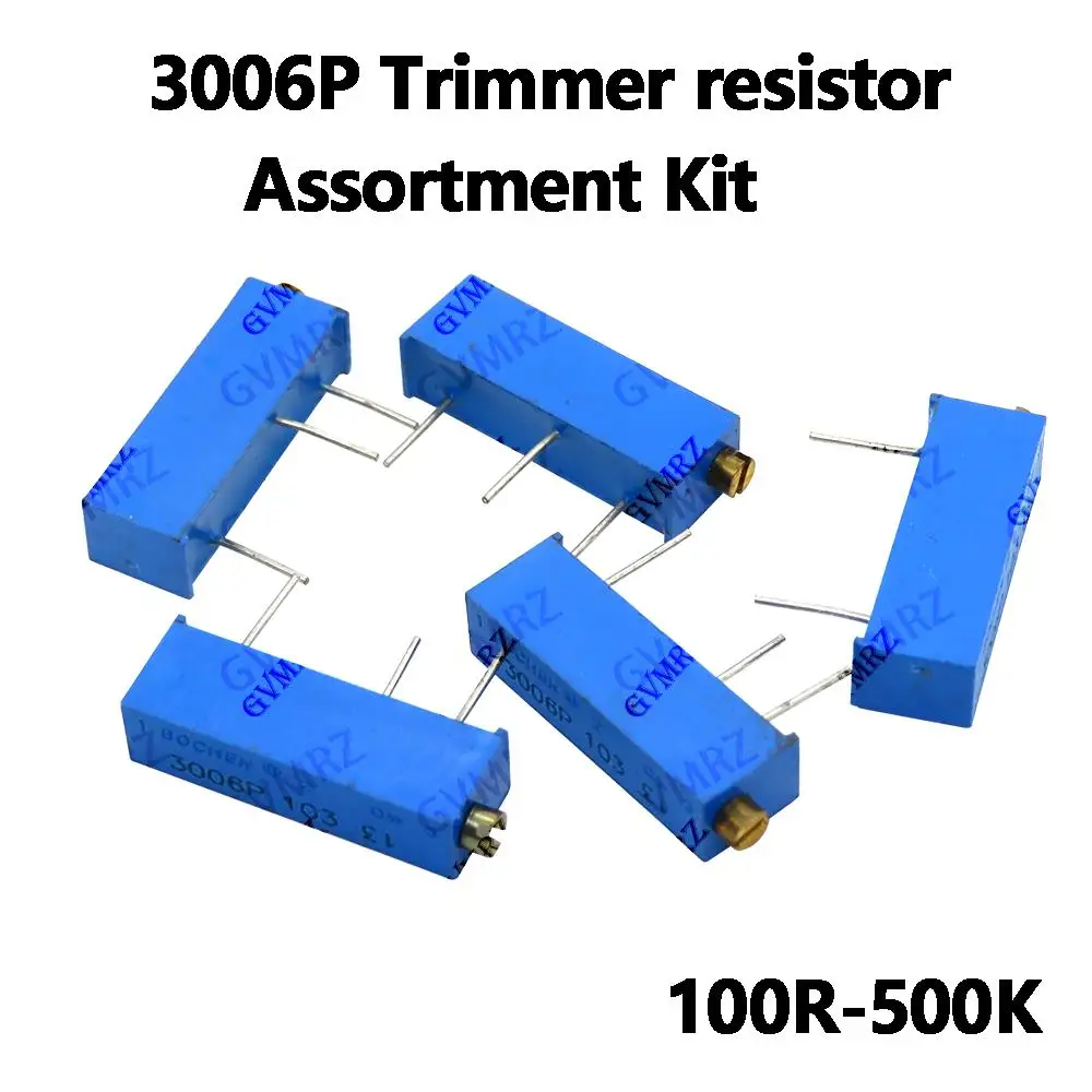 10PCS 1K  2K 5K 3006P Trimmer resistor Assortment Kit Variable Resistors for Arduino, DIY Electronics 10K 50K  200K  500K 100R