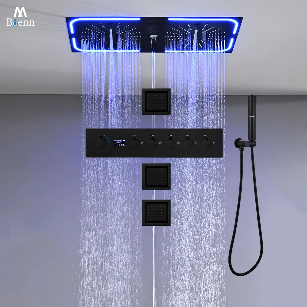 

Душевой комплект M Boenn с 5 функциями, потолочная LED-душевая лейка 700*350 мм, умный цифровой дисплей, смеситель для горячей и холодной воды