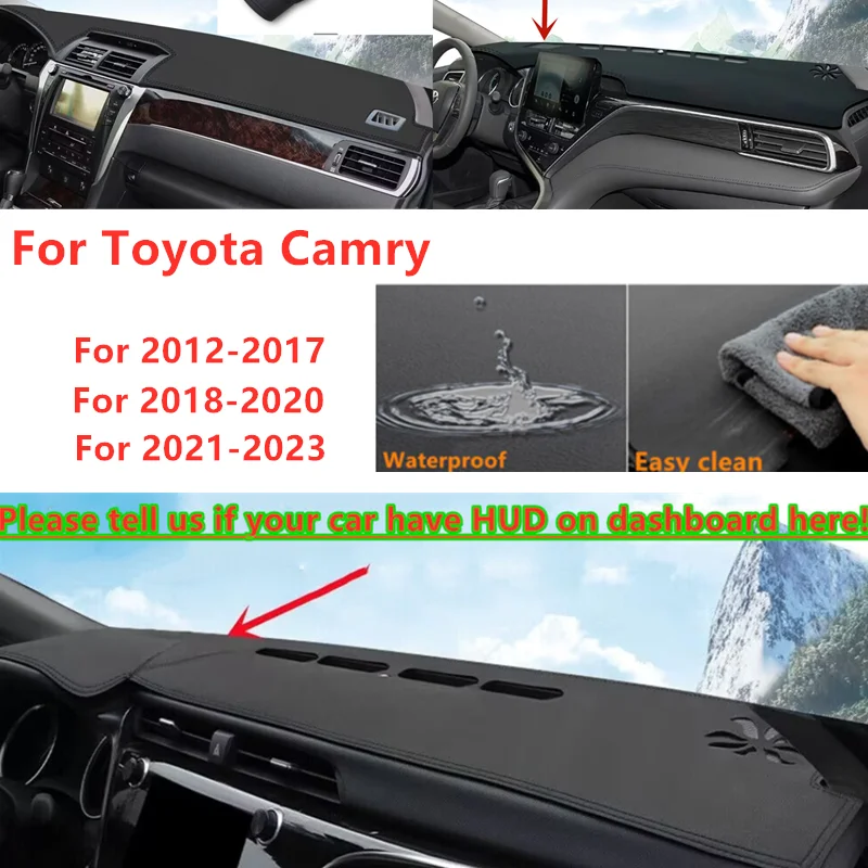 PU Leather Dashboard Cover Dash Pretector Anti-Slip Mat Trim Dashmat Carpet For Toyota Camry 2012-2023