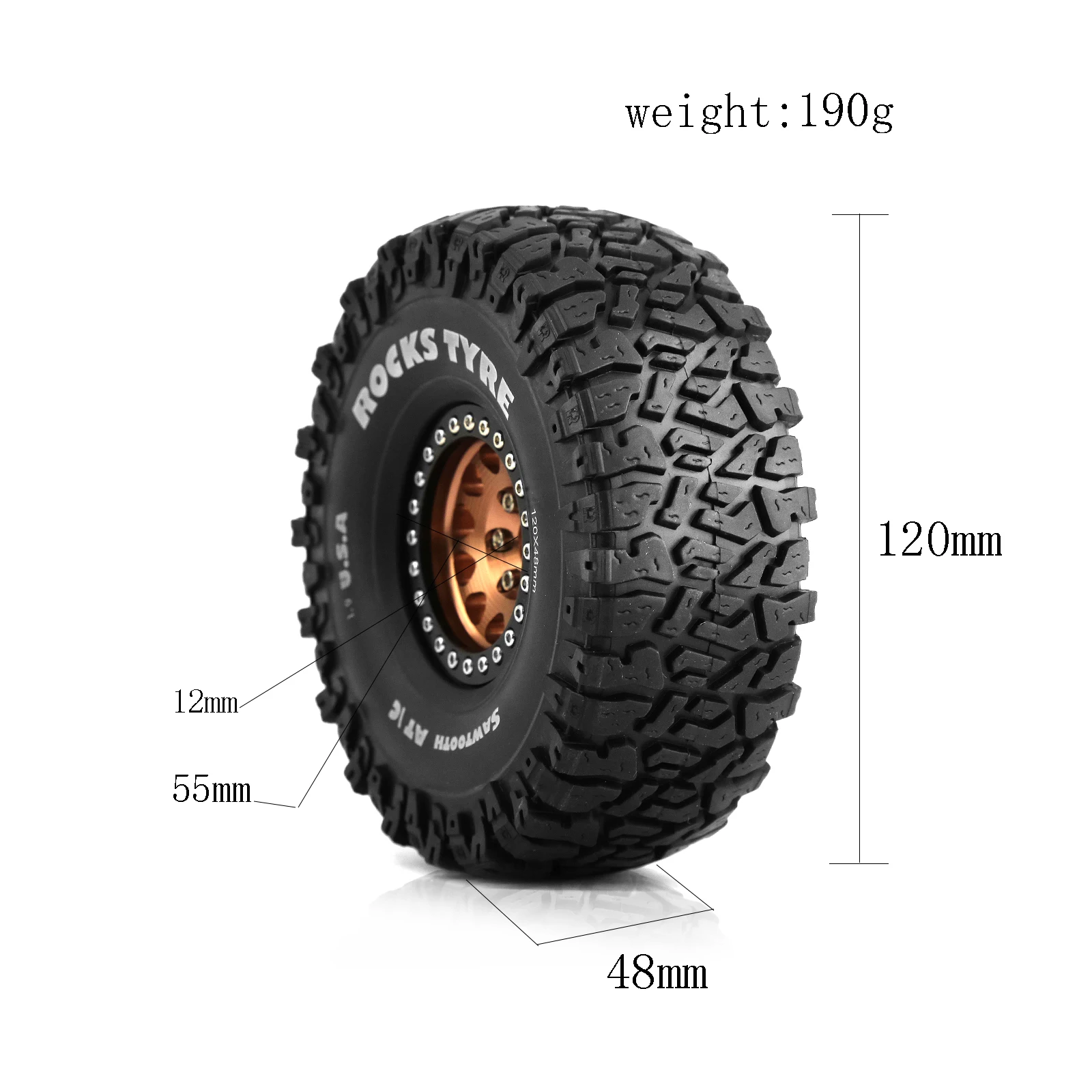 RS RC 4 pz 1.9 pneumatici ruota e metallo Beadlock 12 raggi cerchione per 1/10 RC Rock Crawler Axial SCX10 90046 TRX-4