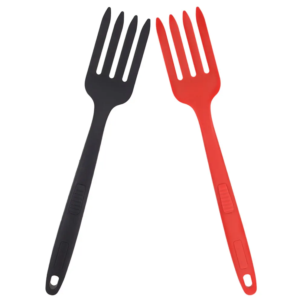 

2pcs Silicone Cooking Fork Smooth Long Handle Comfortable Grip Wear-Resistant Reusable Kitchen Use Ergonomic Food