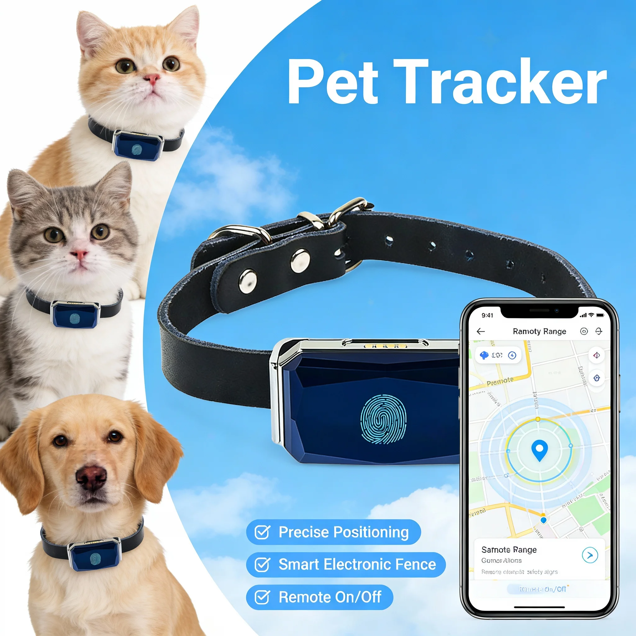 4g wearable pet positioning collar anti-lost collar intelligent remote positioning cat and dog locator GPS