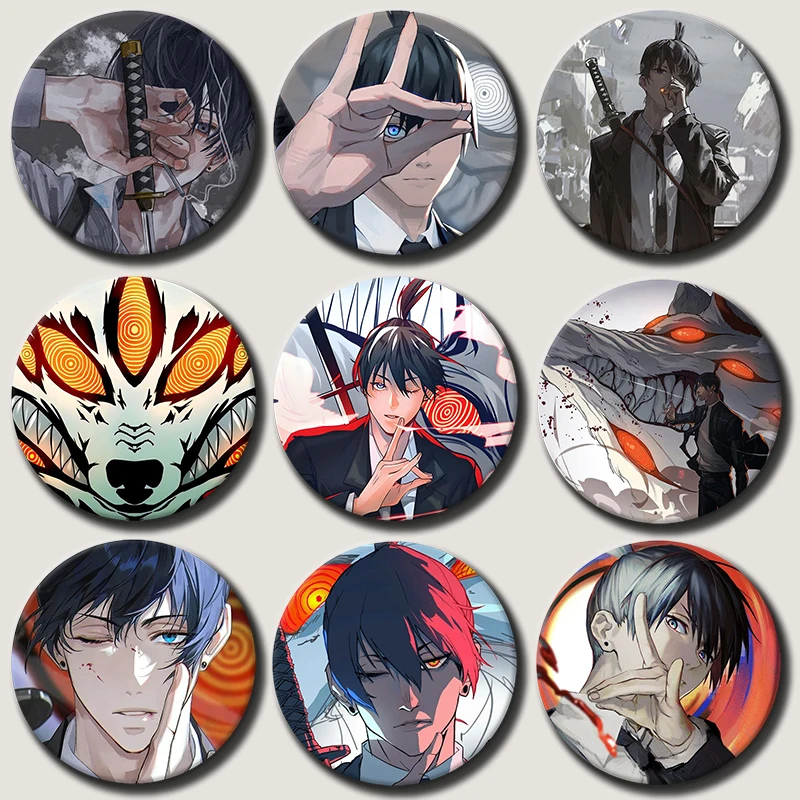 

Anime Character Aki Hayakawa Button Pin Cartoon Role Aki Hayakawa Brooch Creative Badge for Backpack Clothes Decoration Gift