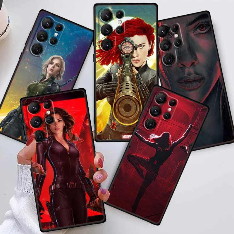 Scarlett Johansson Black Widow For Samsung Galaxy S24 S23 S22 S21 S20 FE S10 S10E Plus Ultra Pro Lite 5G Black Back Phone Case