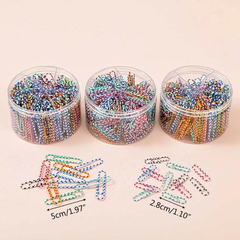 Colorful Paper Clips with Storage Box Zebra-striped Paperclips for Files Papers